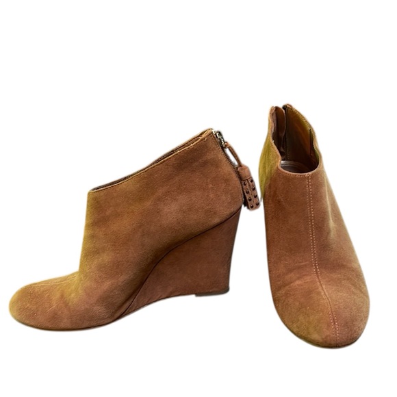 Anne Klein Tan Suede Ankle Booties with Tassels - Picture 1 of 14